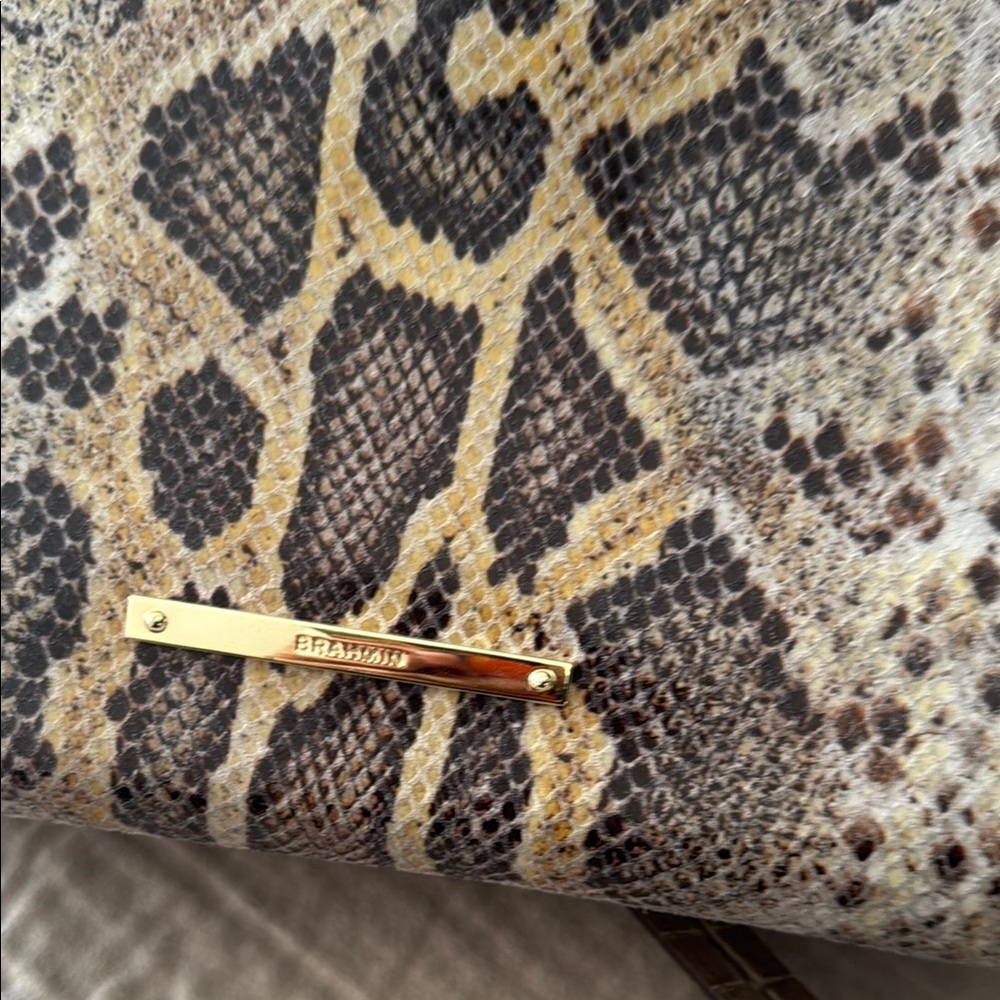 Brahmin Brown Satchel with Exotic Snake Print - Picture 3 of 17
